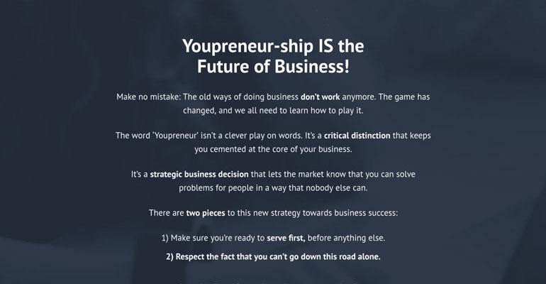 pagina web pentru comunitatea online Youpreneur 2